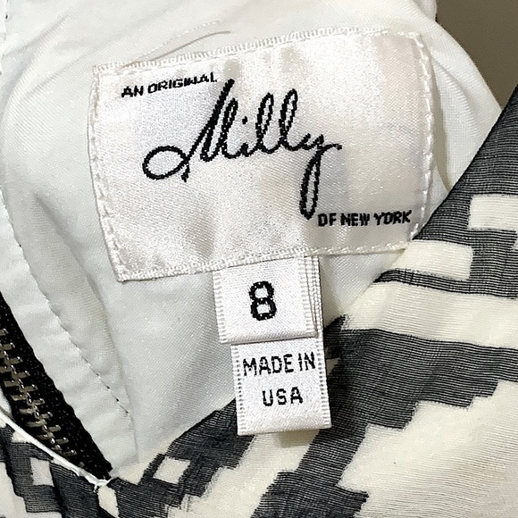 Milly of New York Ethnic Tribal Print Sleeveless Dress in Black and Ivory Size 8 - Picture 7 of 7